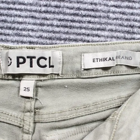 PTCL Cargo Pants Womens 25x32 Sage Wide Leg Utility Pockets Y2K - Picture 3 of 9